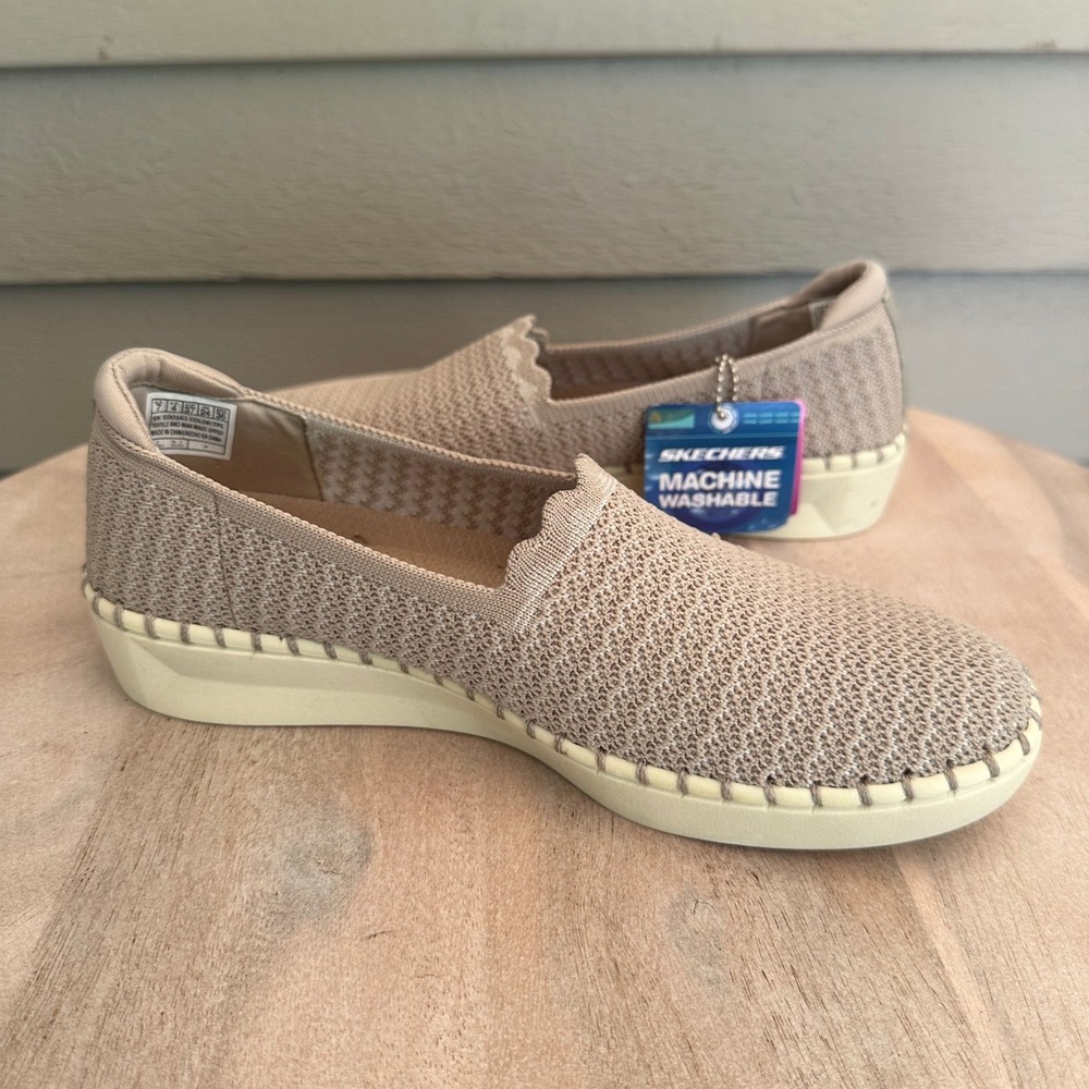 Skechers Women's Slip-On Knit Loafers in Beige - Picture 6 of 12